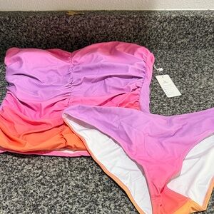 Beachsissi NWT Pink and Orange Ombre tankini Swimsuit XL